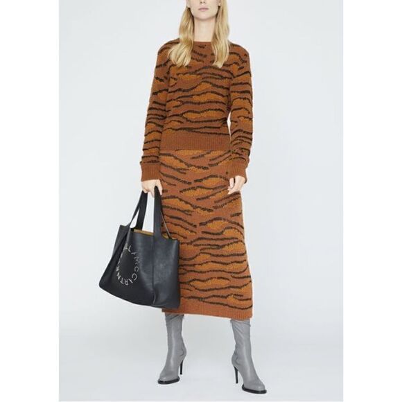 Stella McCartney Animal Intarsia Tiger Slim Fit Pull On Knit Midi Skirt Sz 6 NWT - Picture 1 of 12